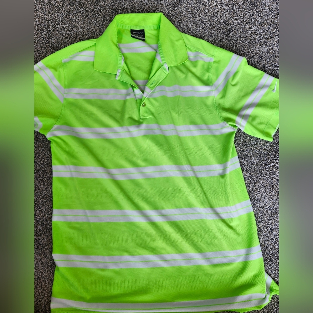 Lime green nike striped golf shirt size medium